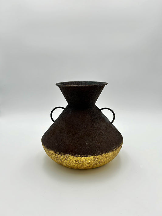 Black and gold round vase